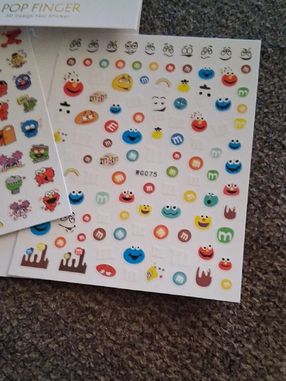 Pop Finger 3D Design Nail Stickers Includes 6 Sheets